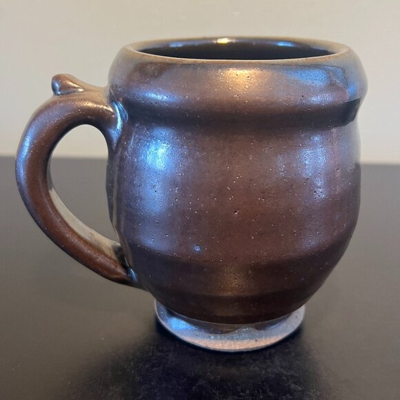 Handcrafted Handthrown Studio Pottery Mug w/ Dark Brownish Bronze Glossy Glaze - Picture 6 of 10